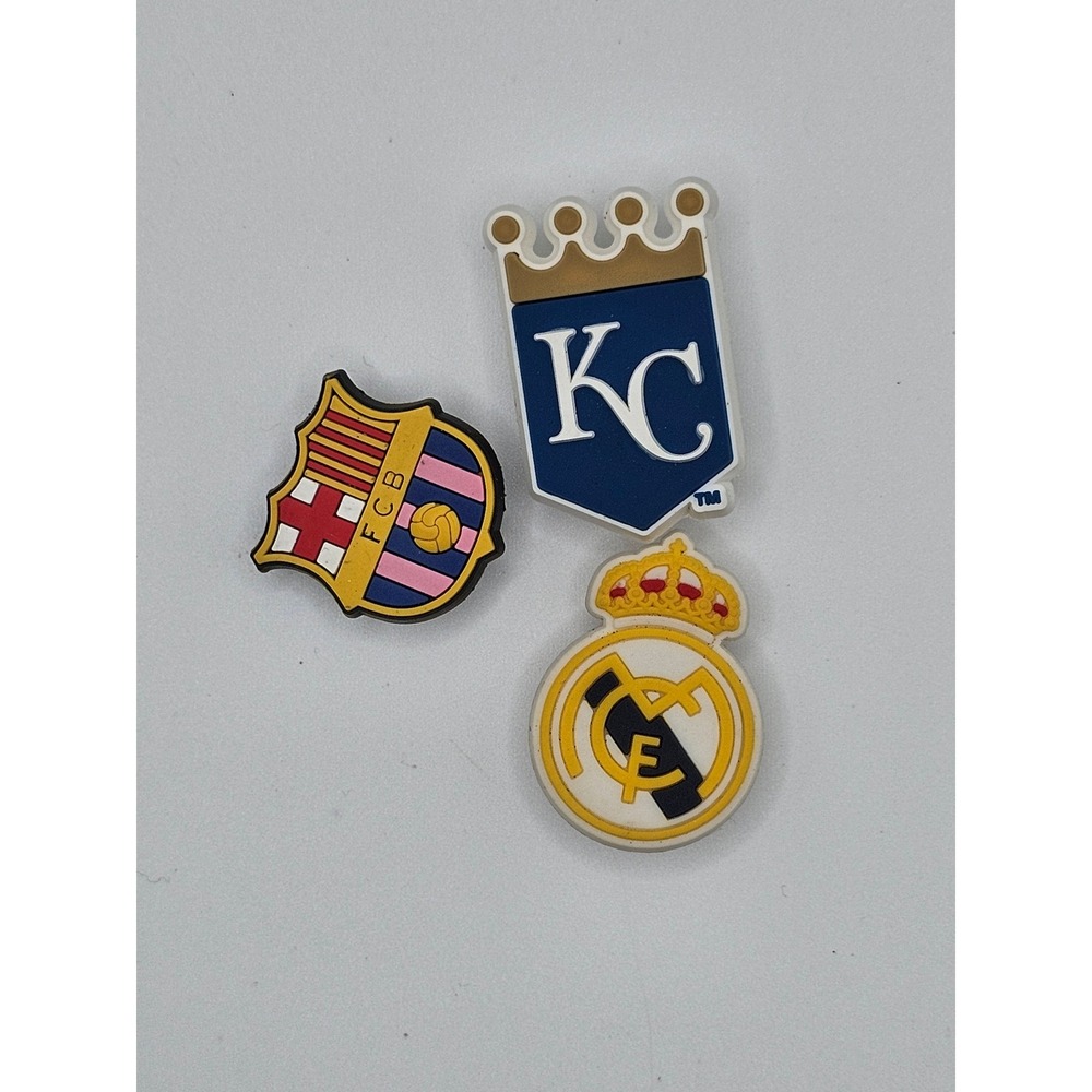 3pc Sports Shoe Charms FC Barcelona Real Madrid KC Royals Jibbitz Style